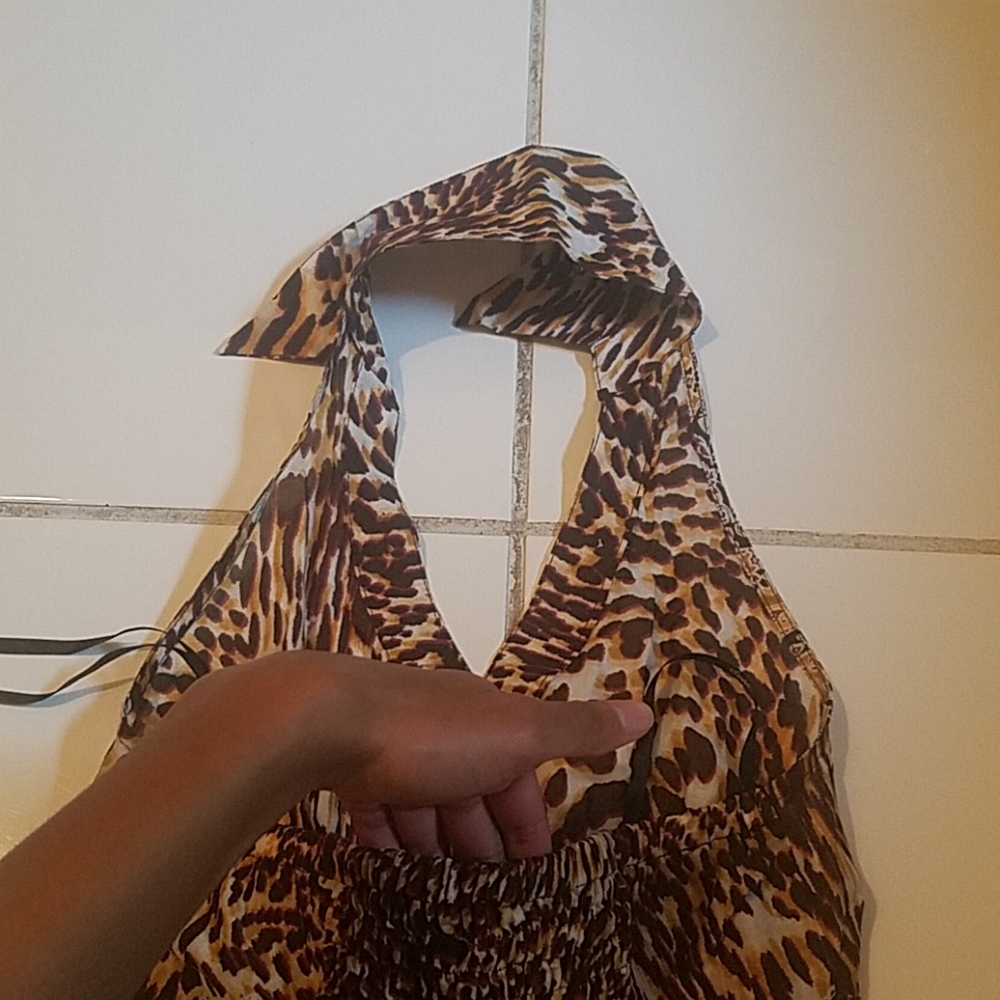 Brown Animal/Abstract Pattern Halter Top - Picture 3 of 4